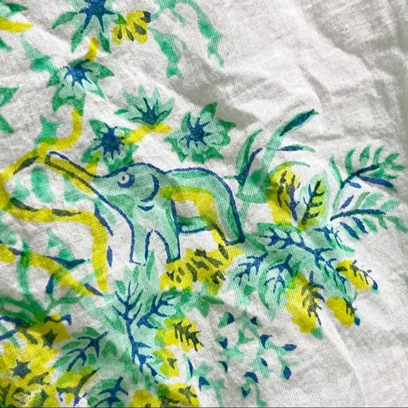 ROBERTA ROLLER RABBIT Women’s White Green Elephant Print Button Up Top - Picture 7 of 9